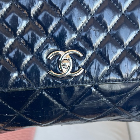 Jumbo Navy Patent Chanel Bag authentic. Poshmark certificate of authenticity inc - Picture 3 of 14